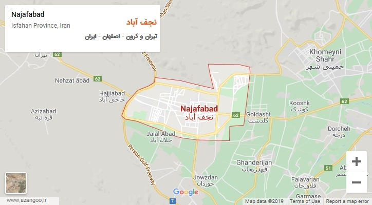شهر نجف آباد بر روی نقشه