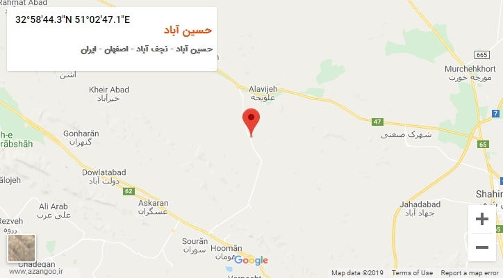 روستای حسین آباد بر روی نقشه