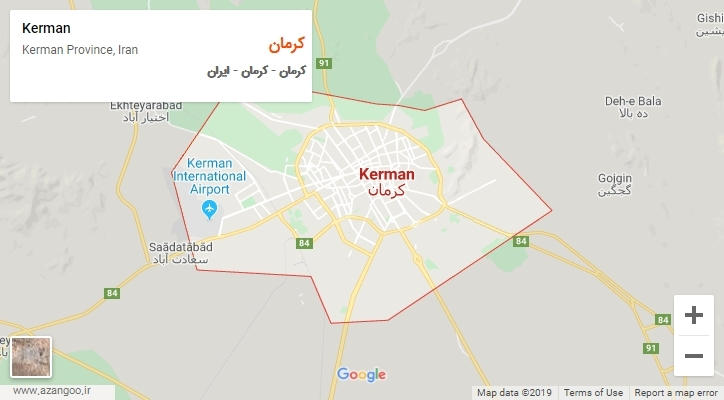 شهر کرمان بر روی نقشه
