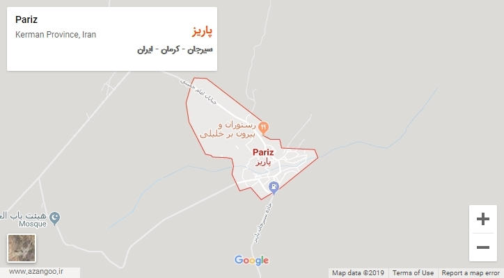 شهر پاریز بر روی نقشه