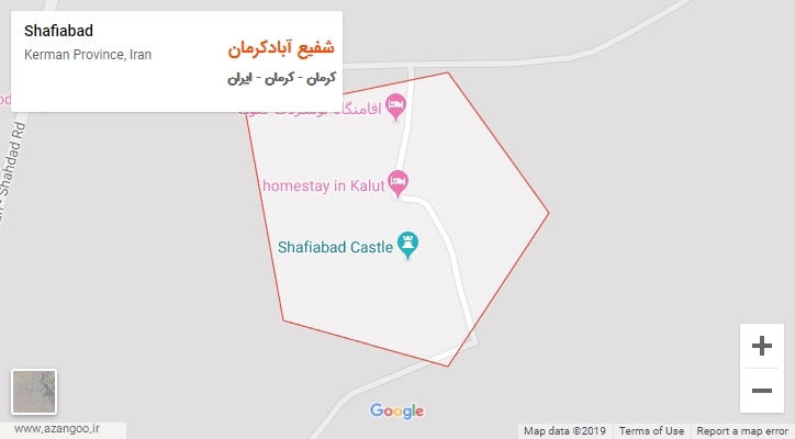 شهر شفیع آبادکرمان بر روی نقشه
