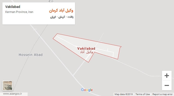 شهر وکیل آباد کرمان بر روی نقشه