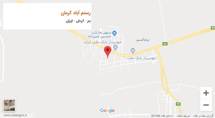 شهر رستم آباد کرمان بر روی نقشه