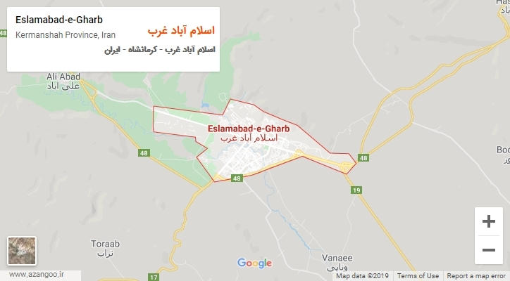 شهر اسلام آباد غرب بر روی نقشه