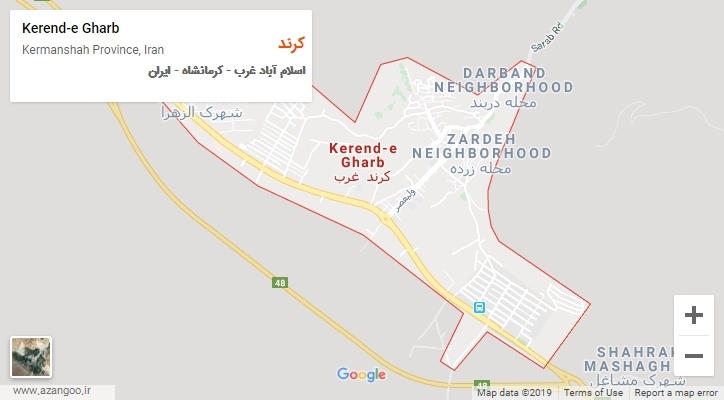 شهر کرند بر روی نقشه