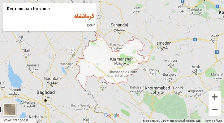 استان کرمانشاه بر روی نقشه