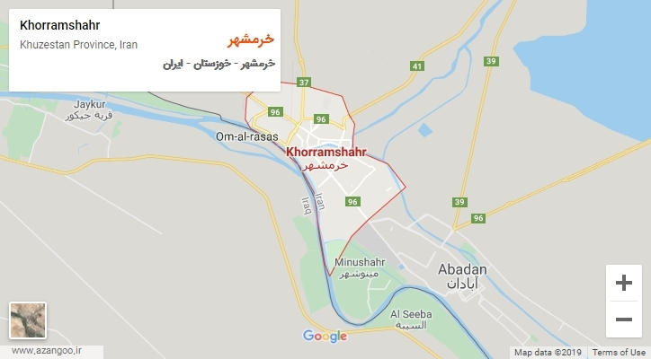 شهر خرمشهر بر روی نقشه