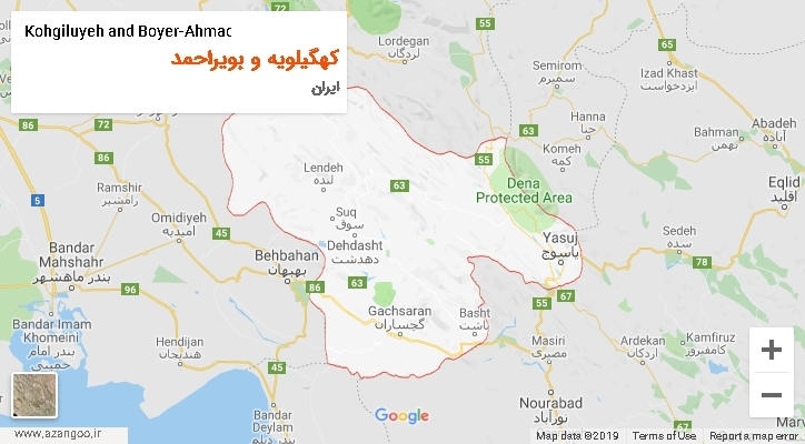 استان کهگیلویه و بویراحمد بر روی نقشه