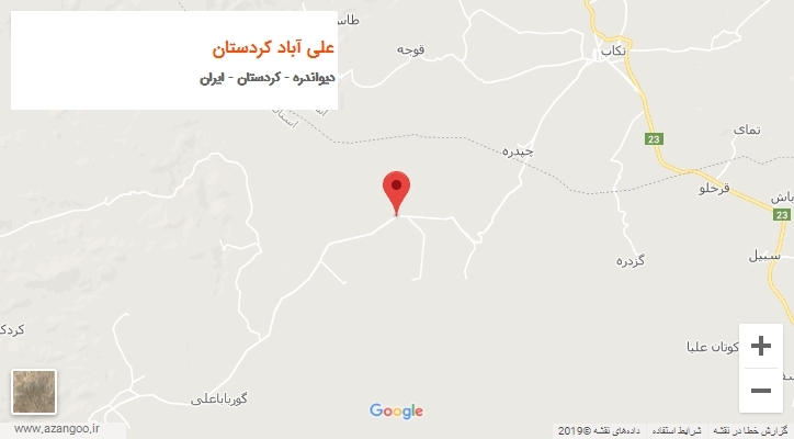 شهر علی آباد کردستان بر روی نقشه