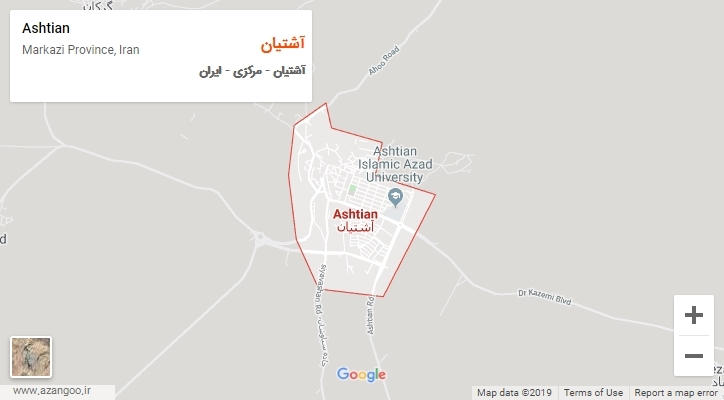 شهر آشتیان بر روی نقشه