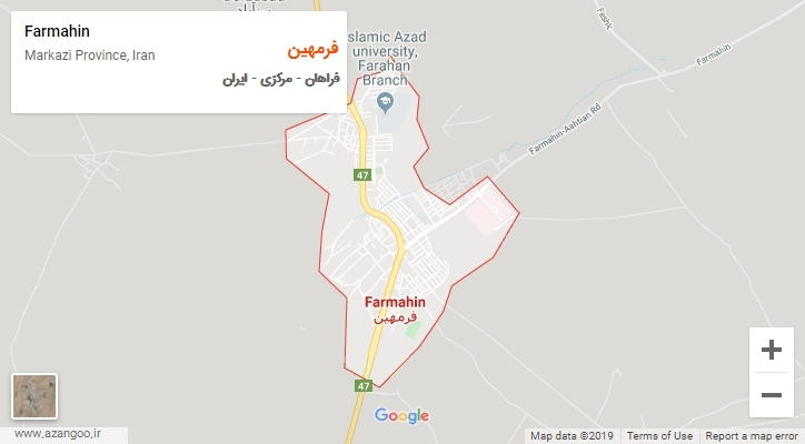 شهر فرمهین بر روی نقشه