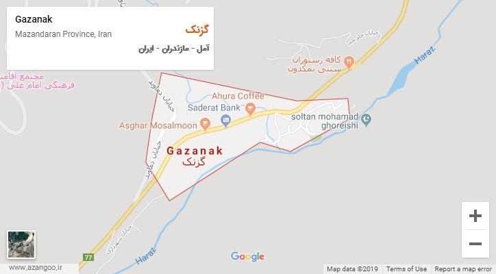 شهر گزنک بر روی نقشه