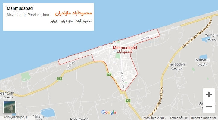 شهر محمودآباد مازندران بر روی نقشه