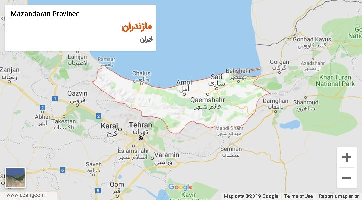 استان مازندران بر روی نقشه
