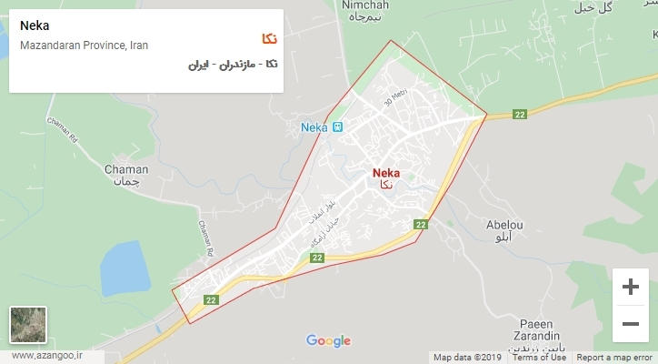 شهر نکا بر روی نقشه