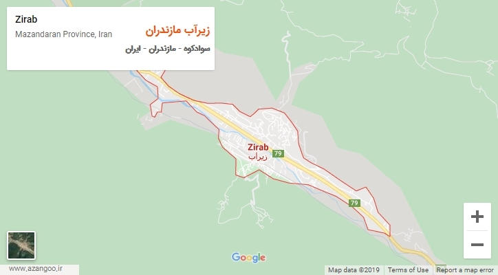 شهر زیرآب مازندران بر روی نقشه