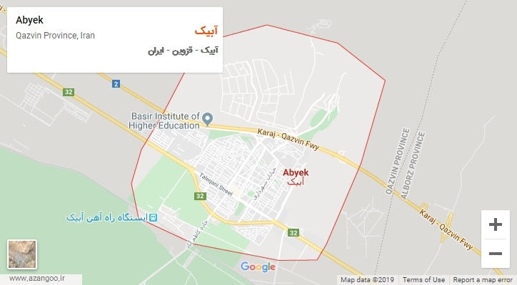 شهر آبیک بر روی نقشه