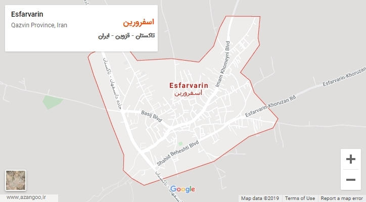 شهر اسفرورین بر روی نقشه