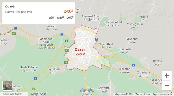 شهر قزوین بر روی نقشه