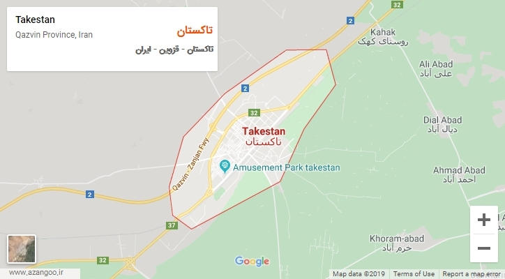 شهر تاکستان بر روی نقشه