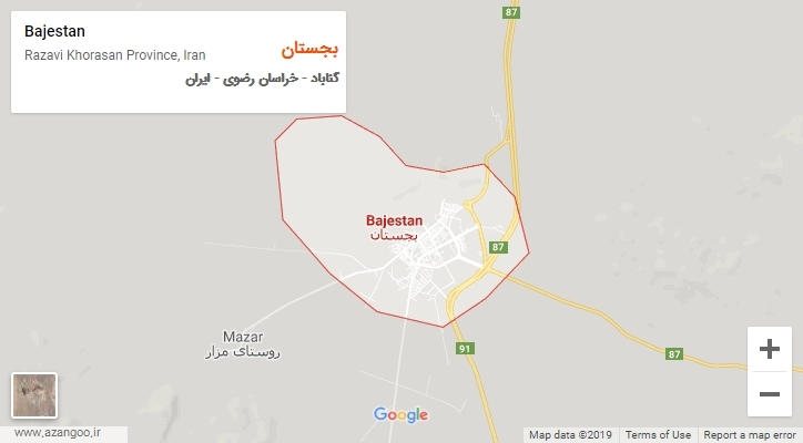 شهر بجستان بر روی نقشه