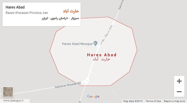 شهر حارث آباد بر روی نقشه