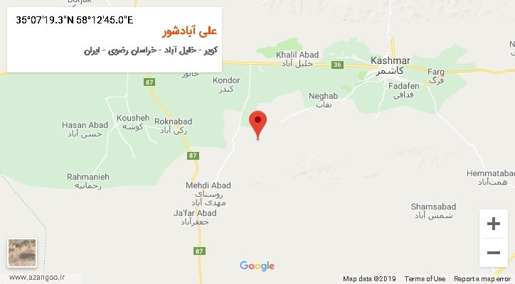 روستای علی آبادشور بر روی نقشه