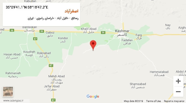روستای اصغرآباد بر روی نقشه