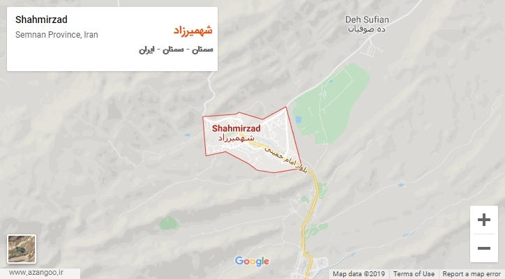شهر شهمیرزاد بر روی نقشه