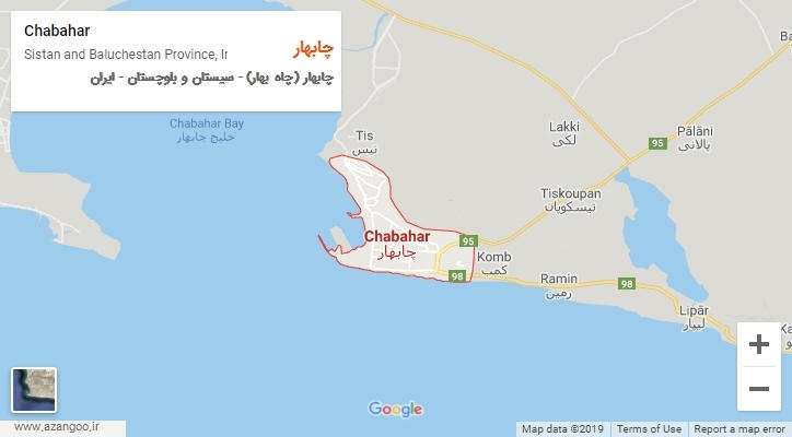 شهر چابهار بر روی نقشه