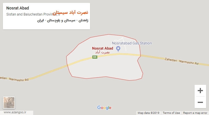 شهر نصرت آباد سیستان بر روی نقشه