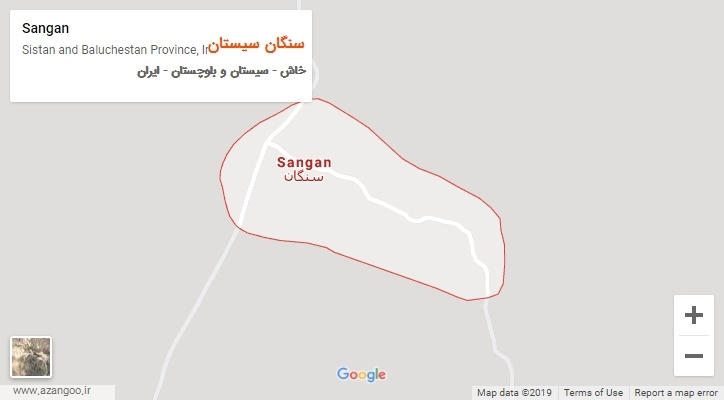 شهر سنگان سیستان بر روی نقشه