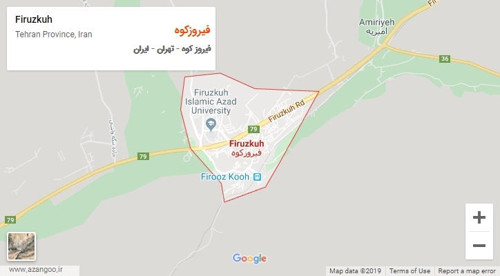 شهر فیروزکوه بر روی نقشه
