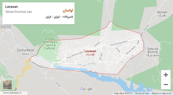 شهر لواسان بر روی نقشه