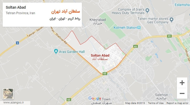 شهر سلطان آباد تهران بر روی نقشه