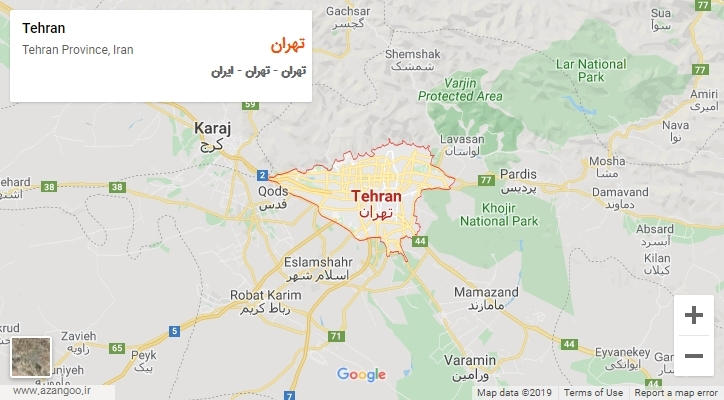 شهر تهران بر روی نقشه
