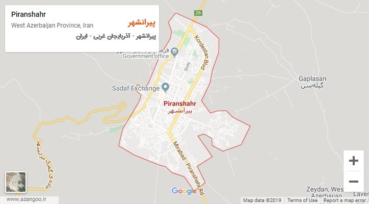 شهر پیرانشهر بر روی نقشه