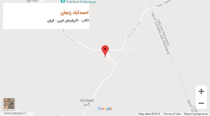 شهر احمدآباد زنجان بر روی نقشه