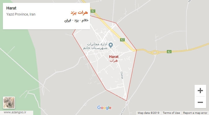 شهر هرات یزد بر روی نقشه