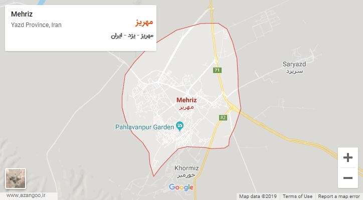 شهر مهریز بر روی نقشه