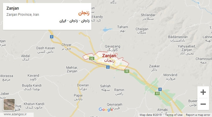 شهر زنجان بر روی نقشه