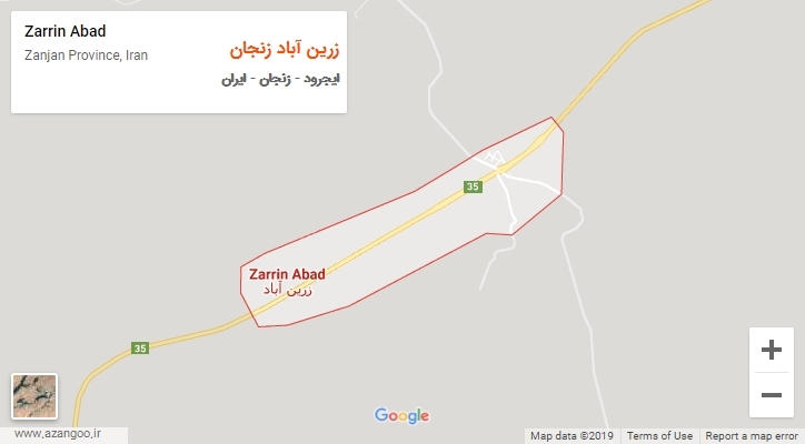 شهر زرین آباد زنجان بر روی نقشه