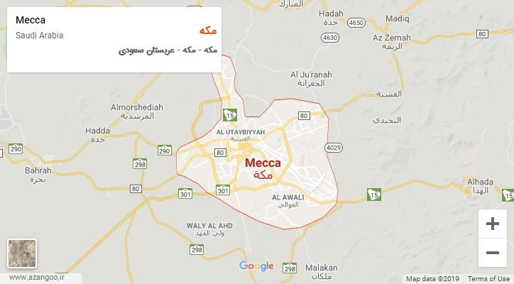 شهر مکه بر روی نقشه