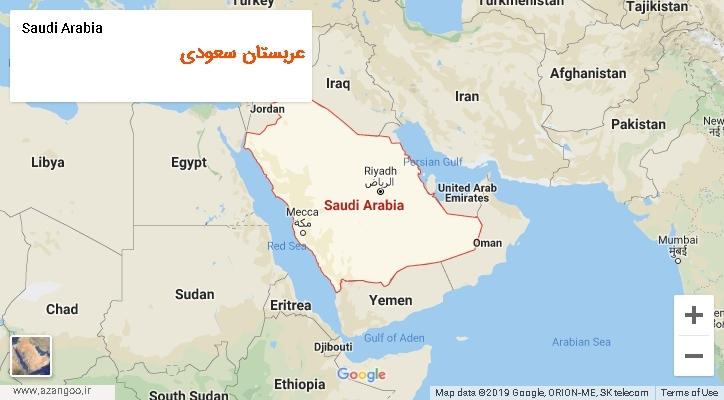 کشور عربستان سعودی بر روی نقشه